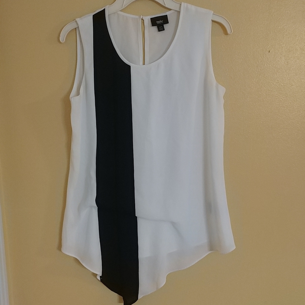 MOSSIMO White & Black Sleeveless Dressy Top XS